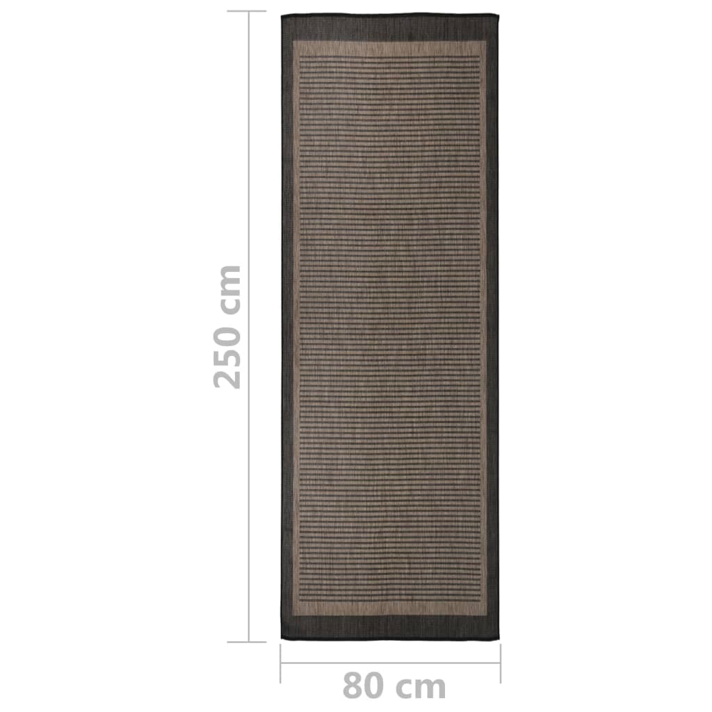 Tapis d'extérieur tissé plat 80x250 cm Marron foncé