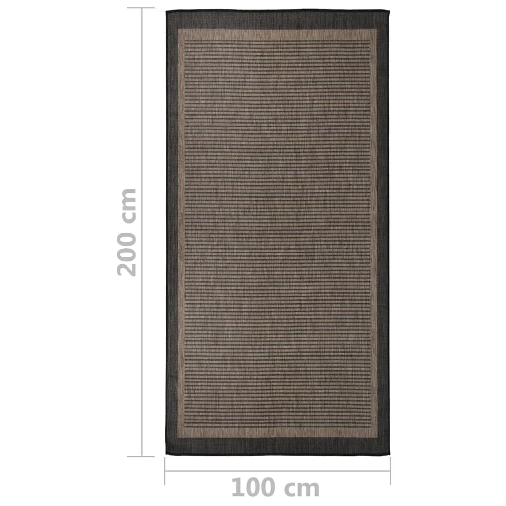 Tapis d'extérieur tissé plat 100x200 cm Marron foncé