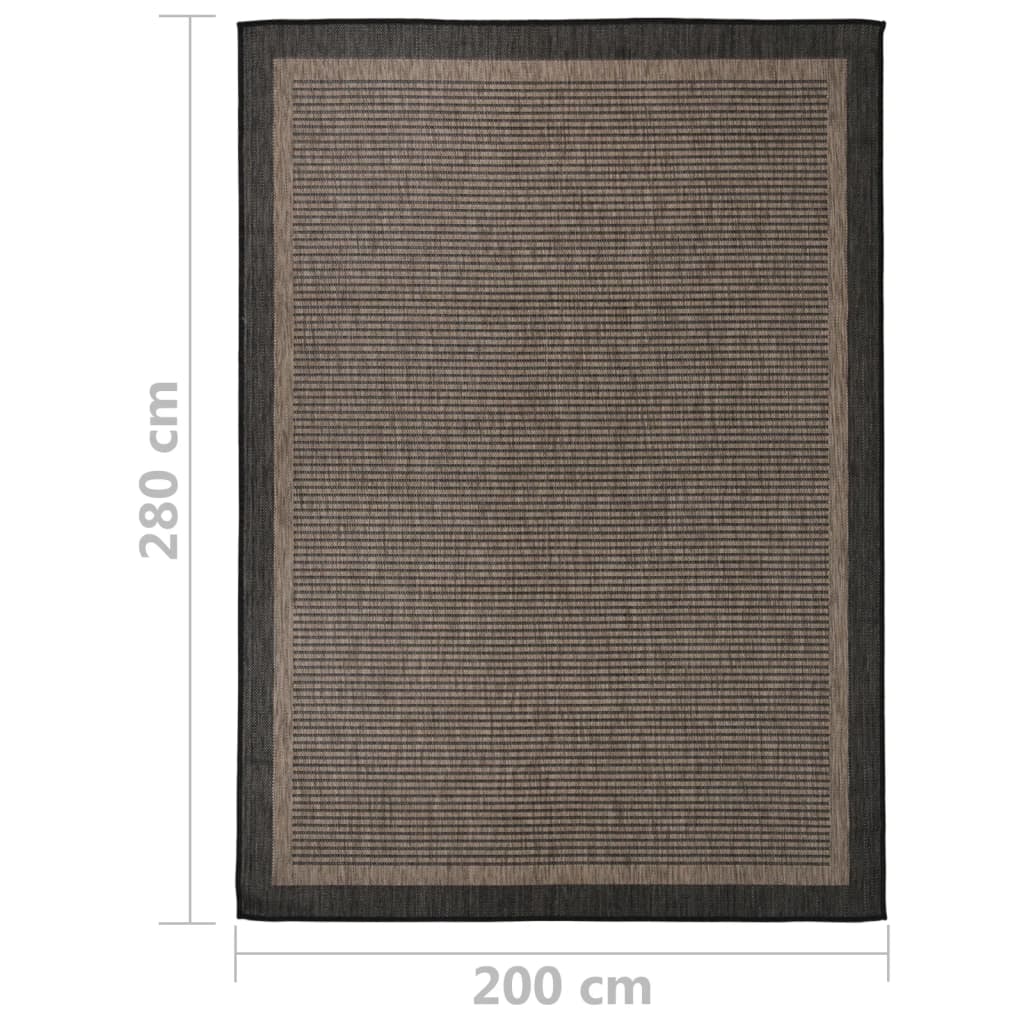 Tapis d'extérieur tissé plat 200x280 cm Marron foncé