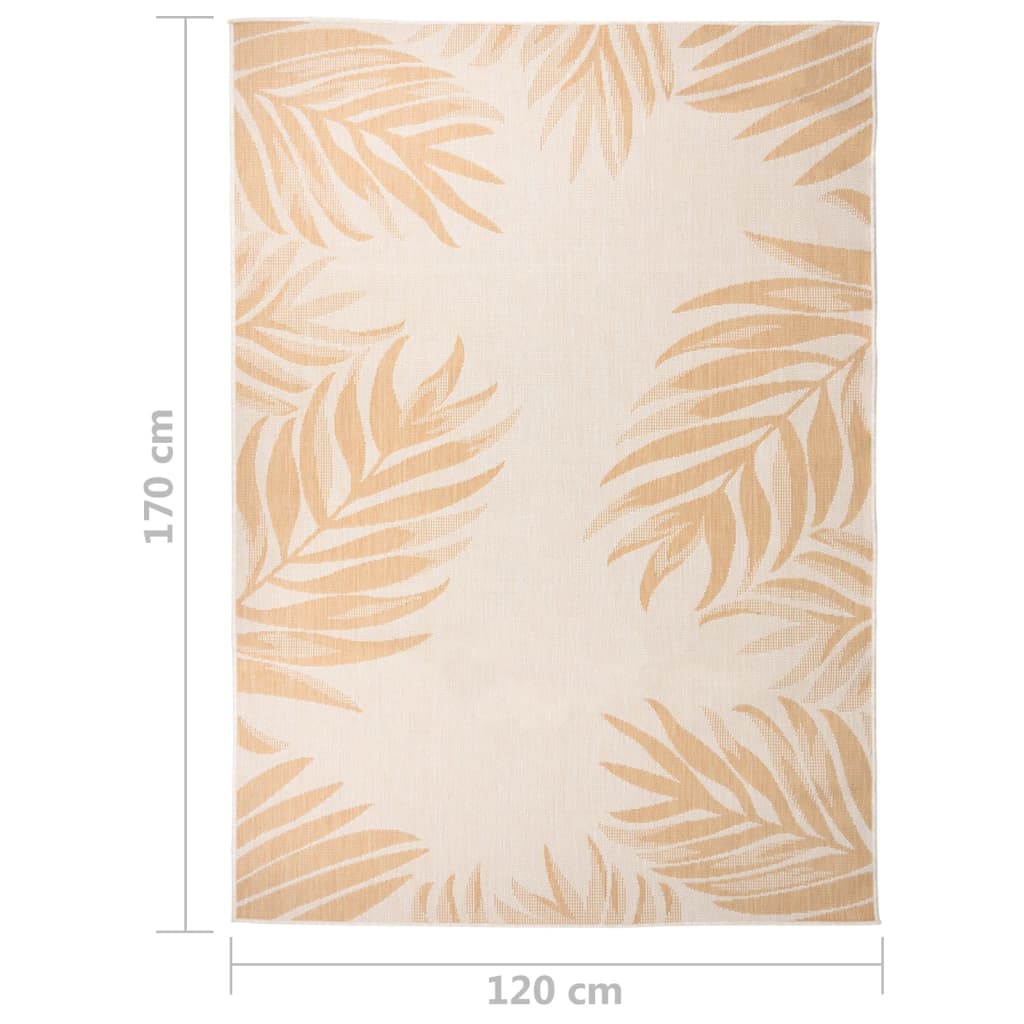 Tapis d'extérieur tissé plat 120x170 cm motif feuille