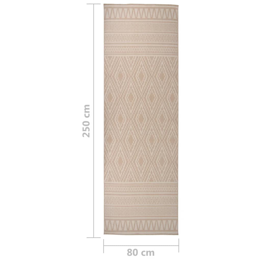 Tapis d'extérieur tissé plat 80x250 cm marron rayé
