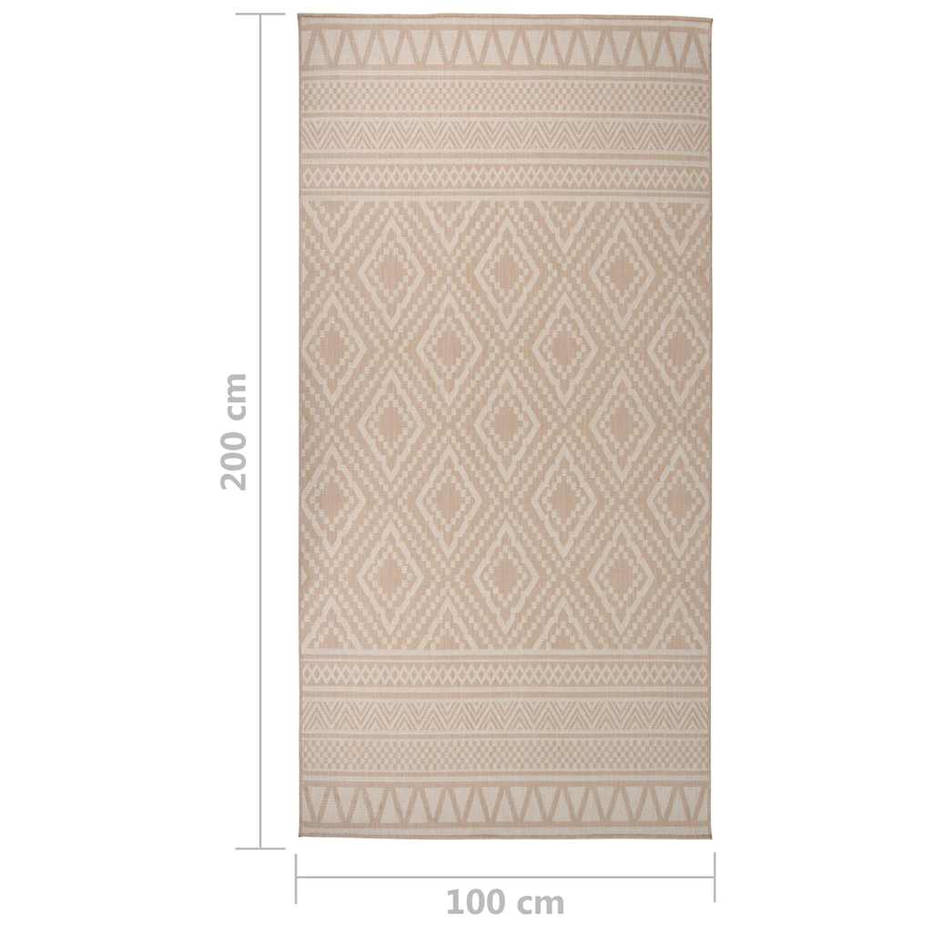 Tapis d'extérieur tissé à plat 100x200 cm Marron Rayé
