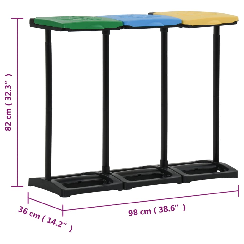 Support de sac poubelle avec couvercle 240-330 L Multicolore PP