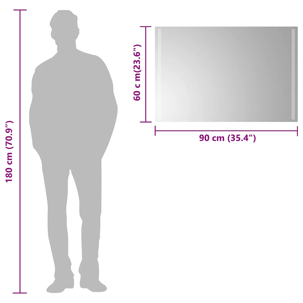 Miroir de salle de bain LED 90x60 cm