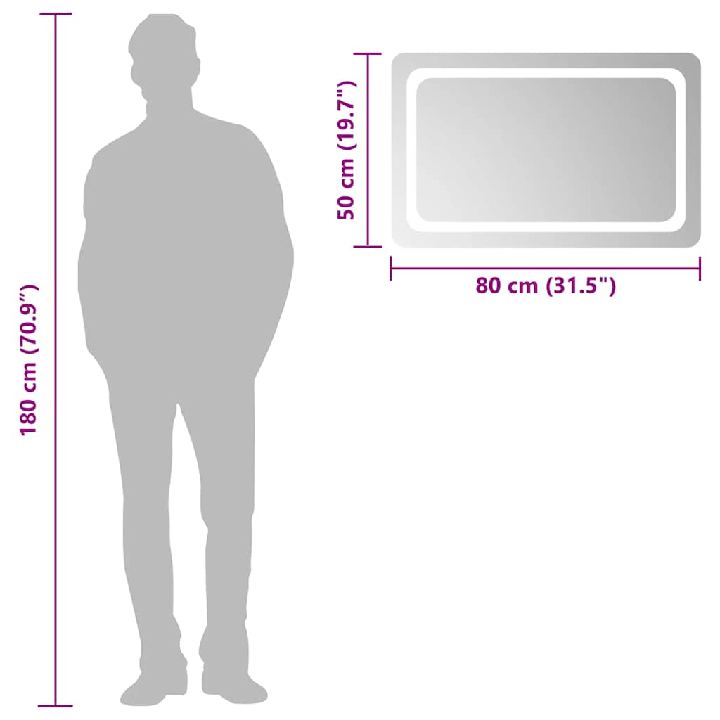 Miroir de salle de bain LED 80x50 cm