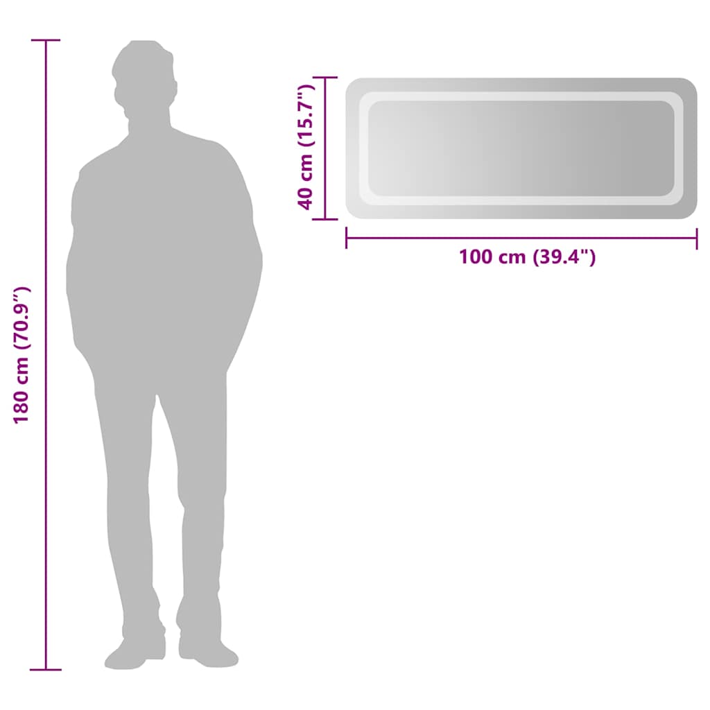 Miroir de salle de bain LED 100x40 cm