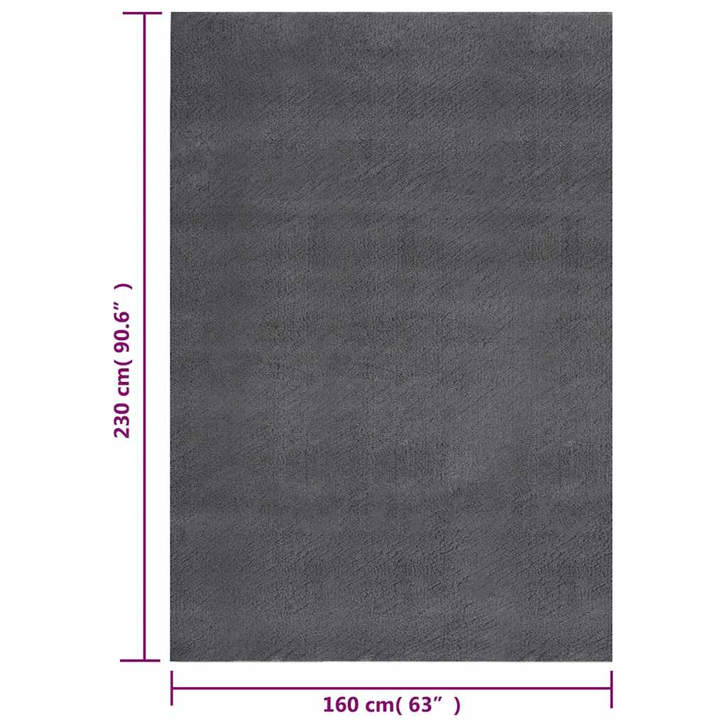 Washable Fluffy Low Pile Rug 160x230 Non-Slip Anthracite