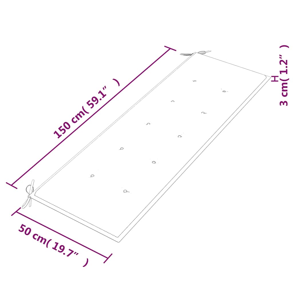 Batavia-Bank mit Königsblauem Kissen 150 cm Massivholz Teak