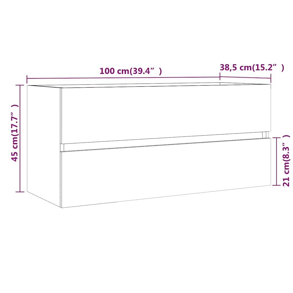 Waschbeckenunterschrank Grau Sonoma 100x38,5x45cm Holzwerkstoff