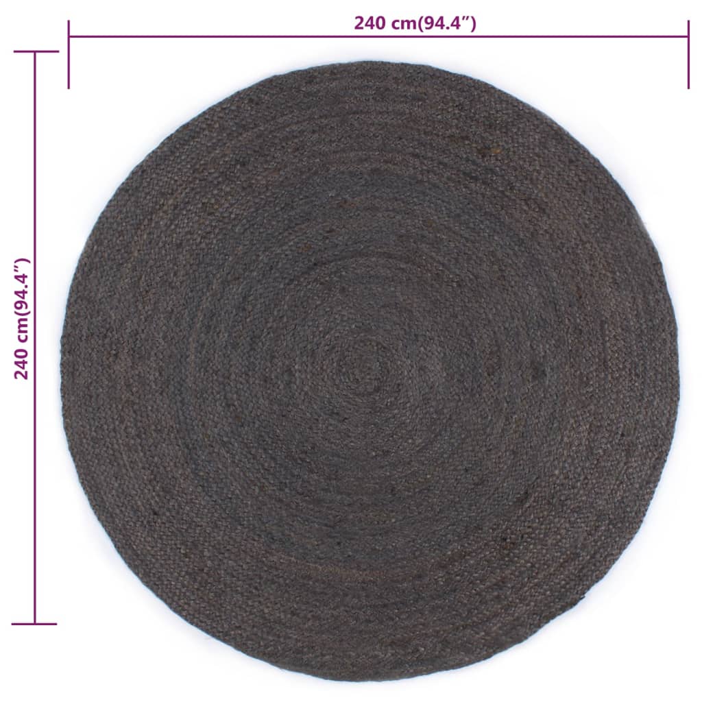 Handmade Jute Round Rug 240 cm Dark Grey