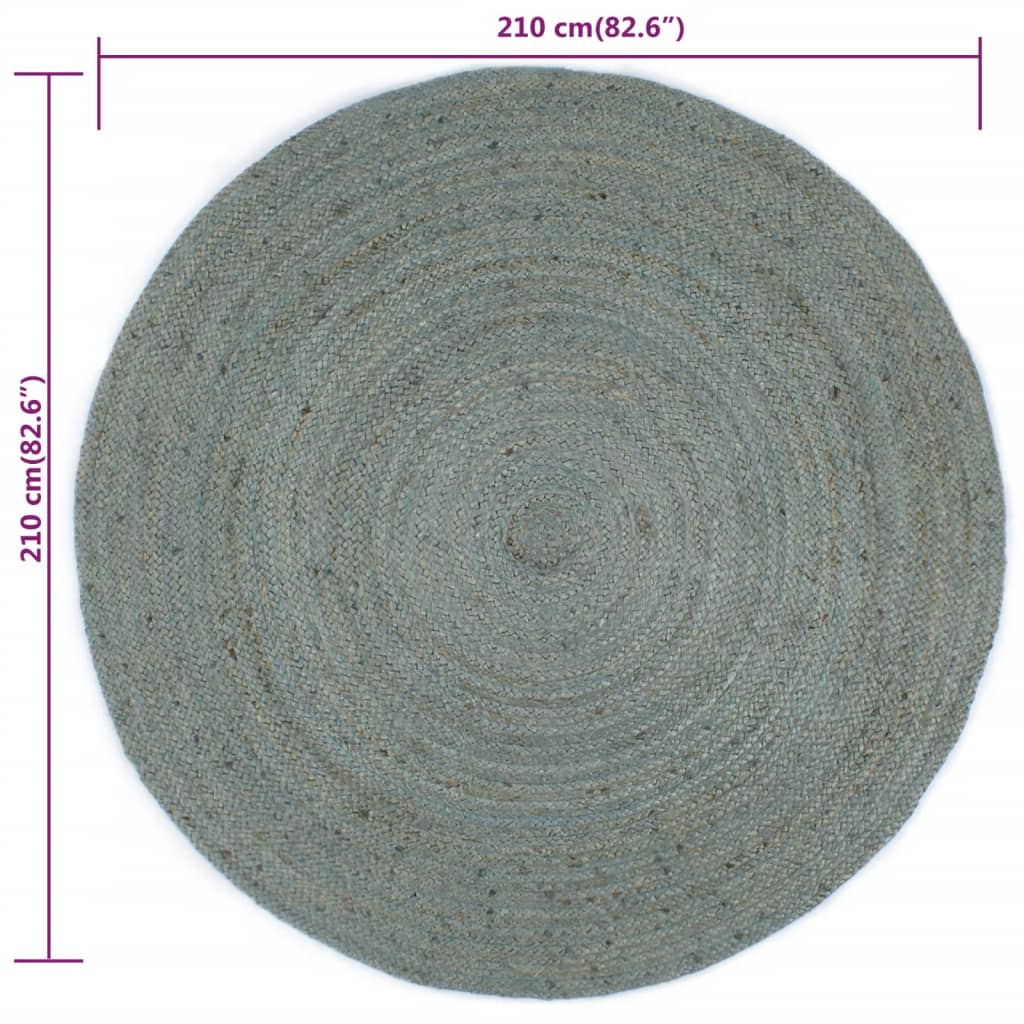 Tapis Fait main Jute Rond 210 cm Vert olive