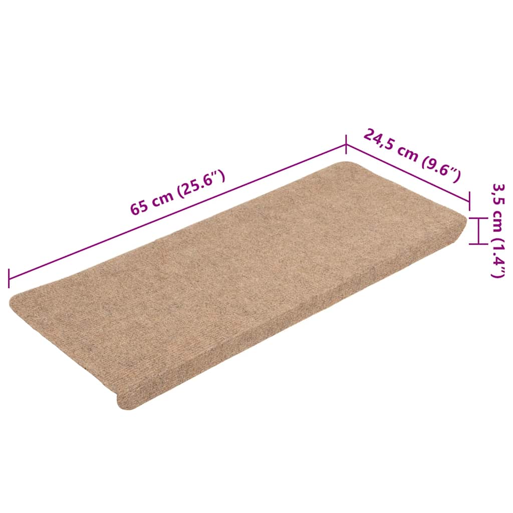 Self-adhesive Stair Mats 15 pcs. 65x24.5x3.5 cm Beige
