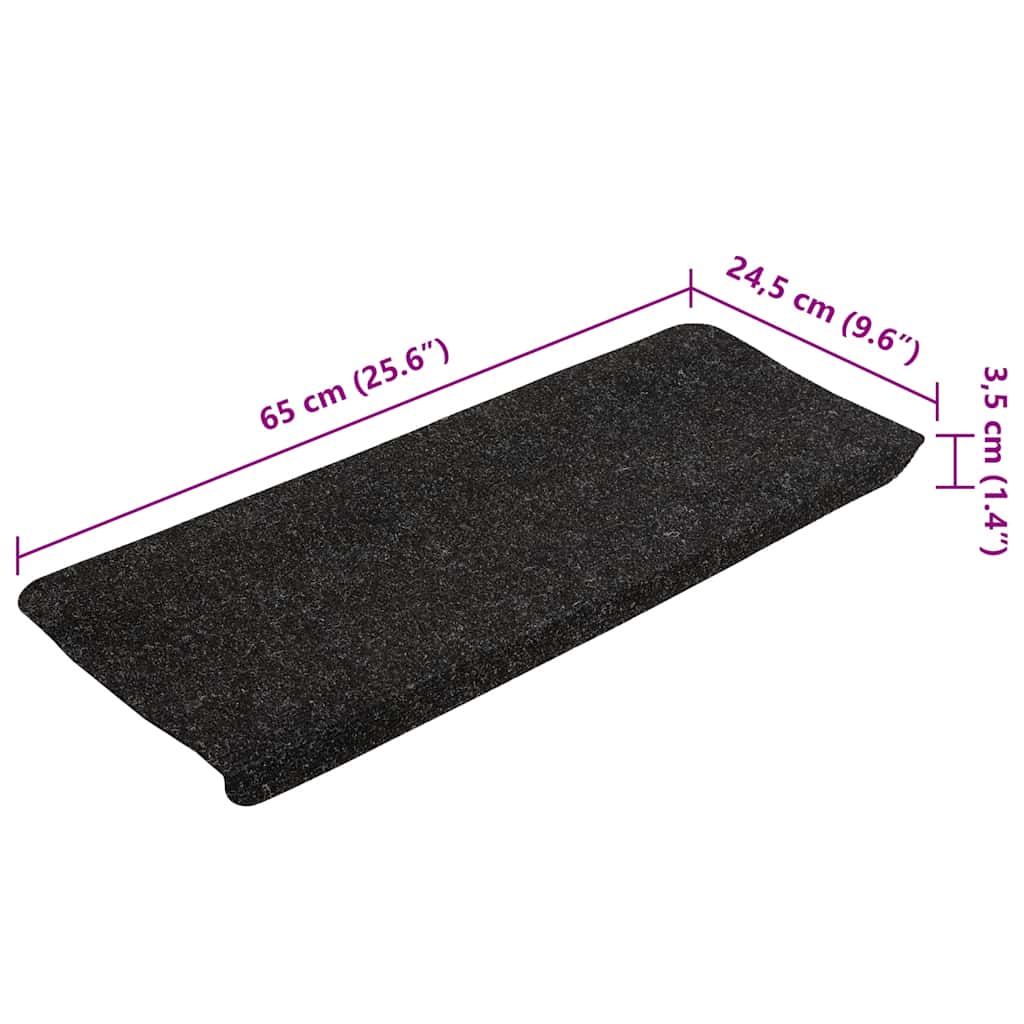 Marches d'escalier auto-adhésives 15 pcs. 65x24,5x3,5 cm Anthracite
