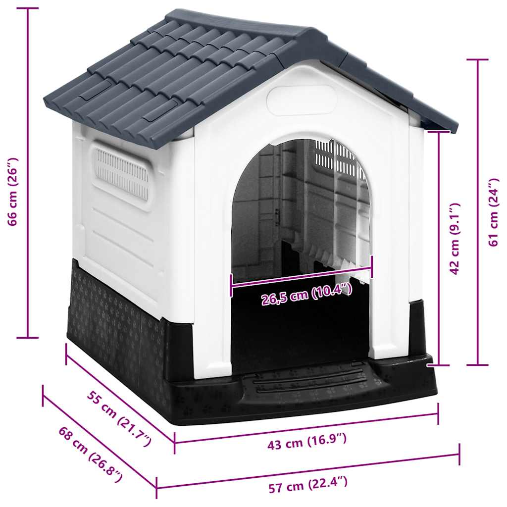 Hundehütte Grau 57x68x66 cm Polypropylen