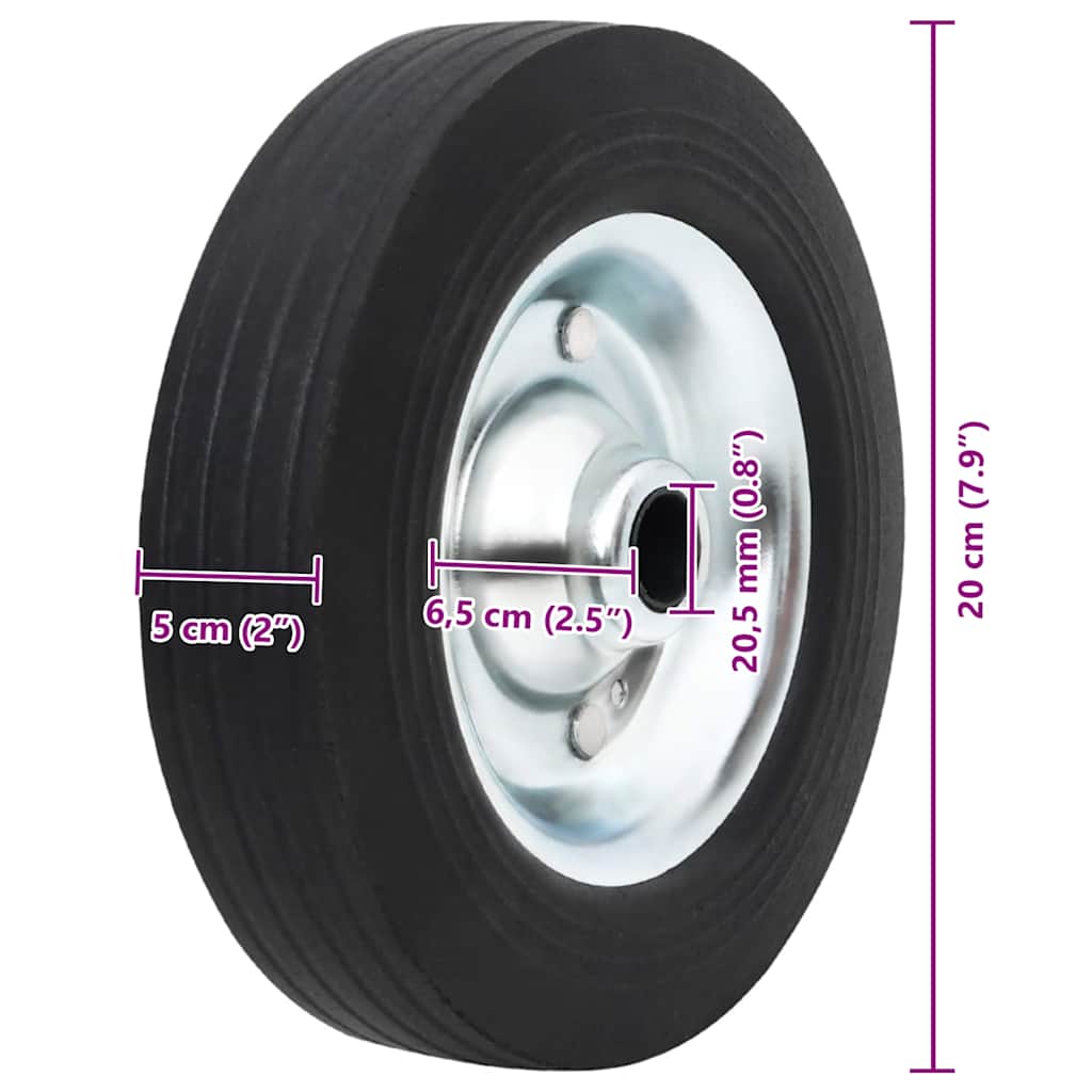 Roue pour béquille de remorque Ø20x5 cm caoutchouc plein et acier