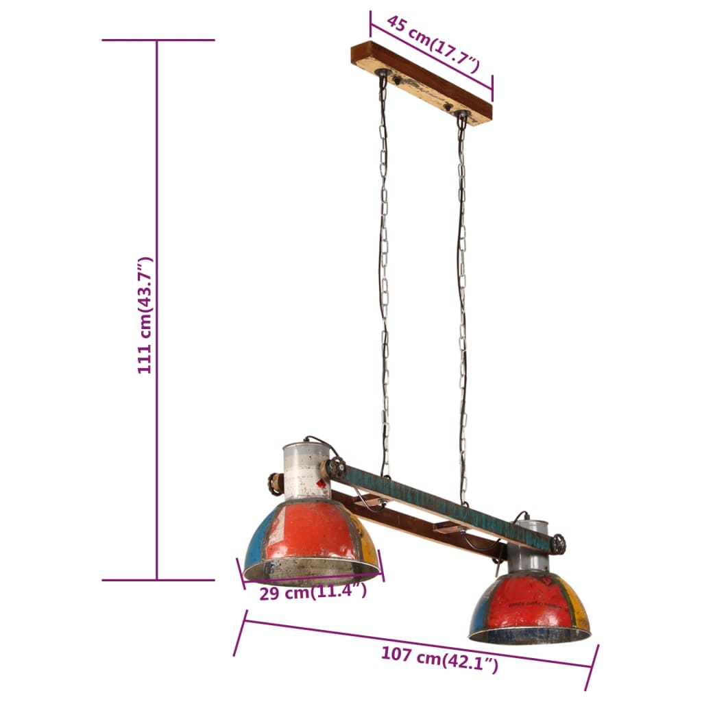 Suspension style industriel 25 W Multicolore 111 cm E27