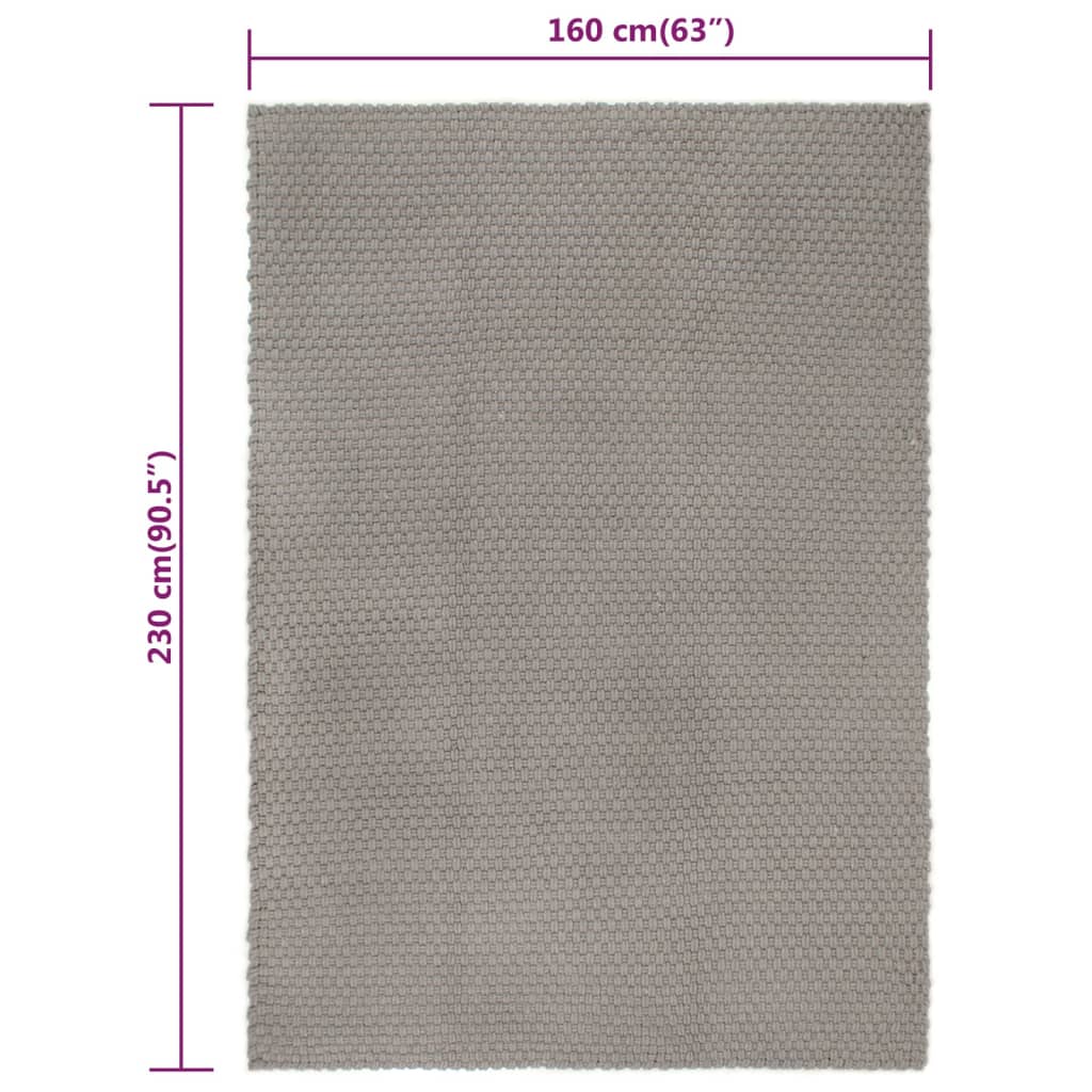 Tapis Rectangulaire Gris 160x230 cm Coton