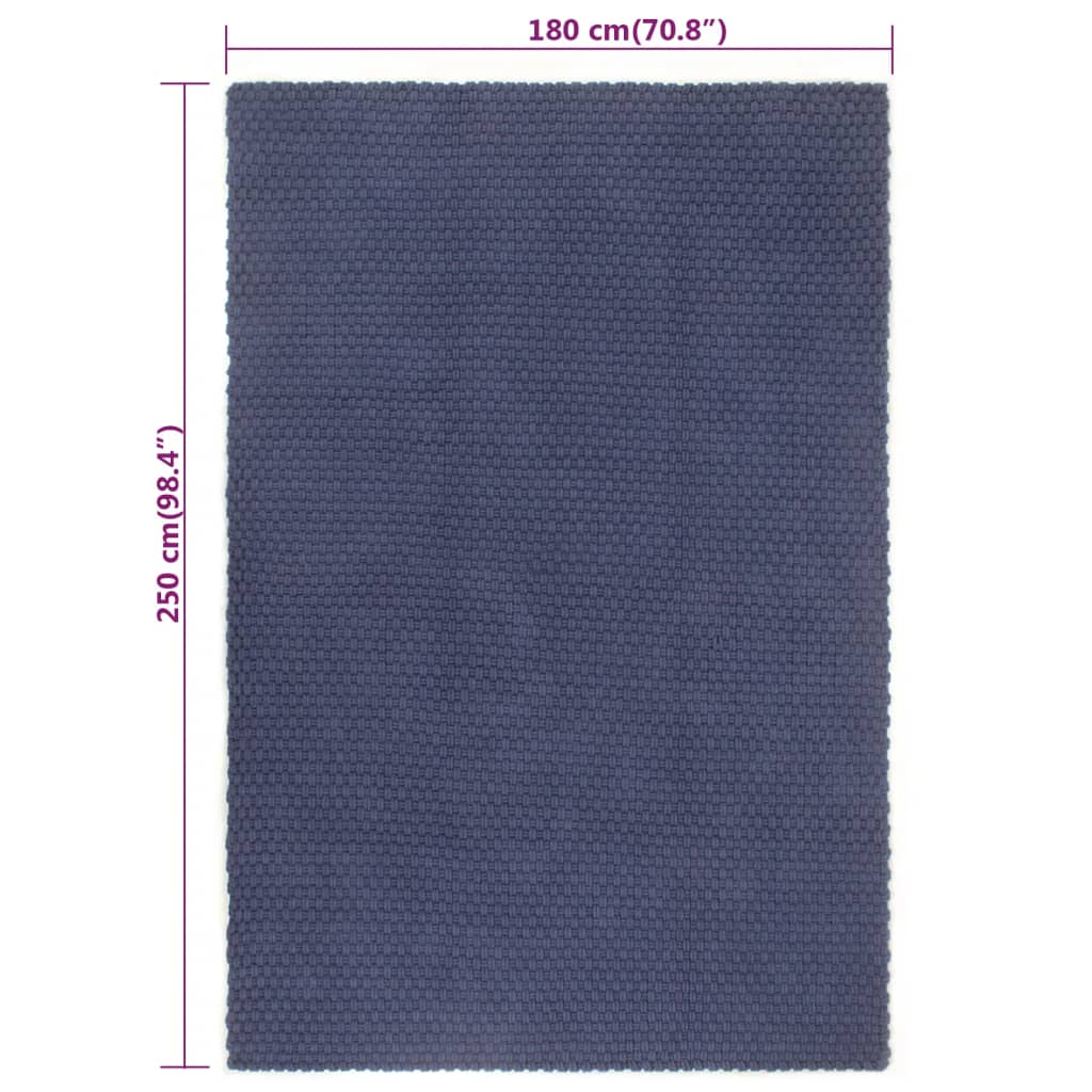 Navy Blue Rectangular Rug 180x250 cm Cotton