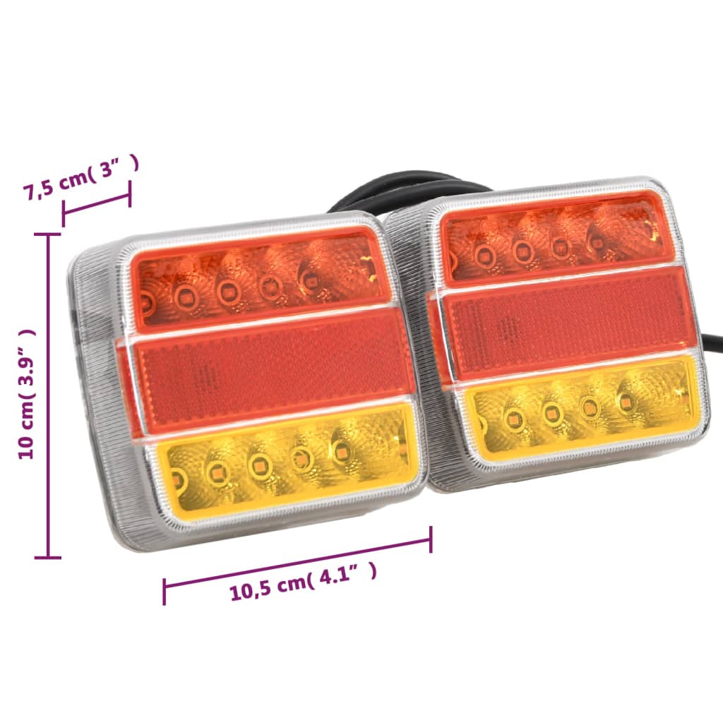Feux de remorque 2 pcs. Rouges 10,5x7,5x10 cm Ampoule LED 12V