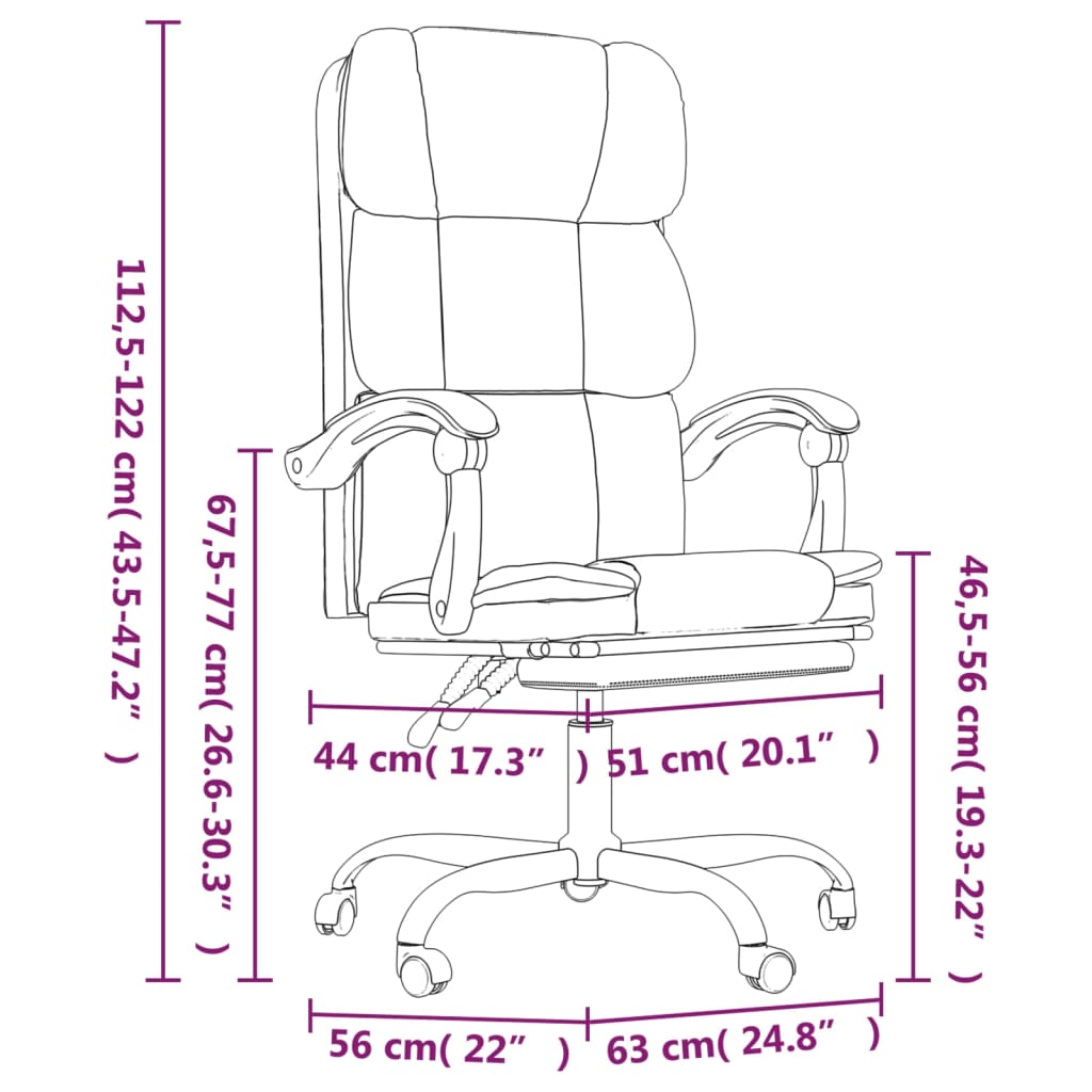 Office Chair with Reclining Function Light Gray Fabric
