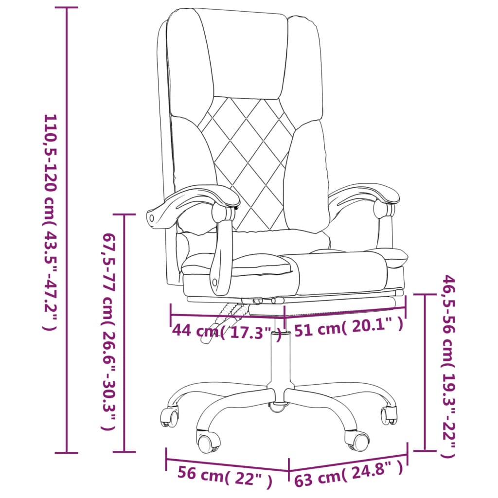 Office Chair with Massage Function Brown Fabric