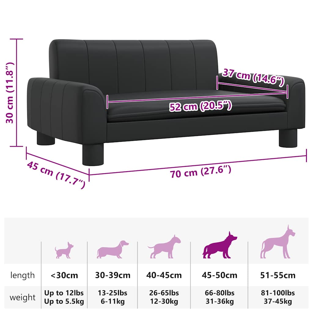 Hundebett Schwarz 70x45x30 cm Kunstleder