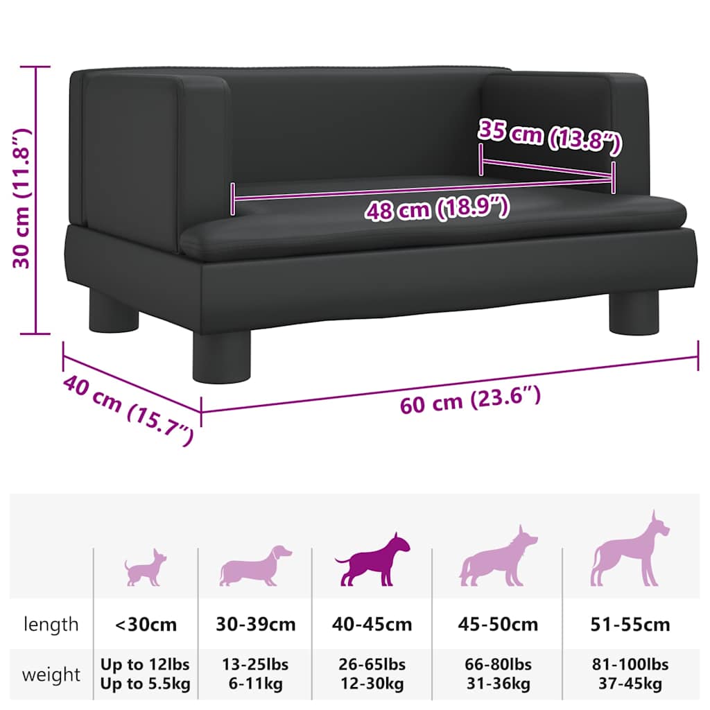 Hundebett Schwarz 60x40x30 cm Kunstleder