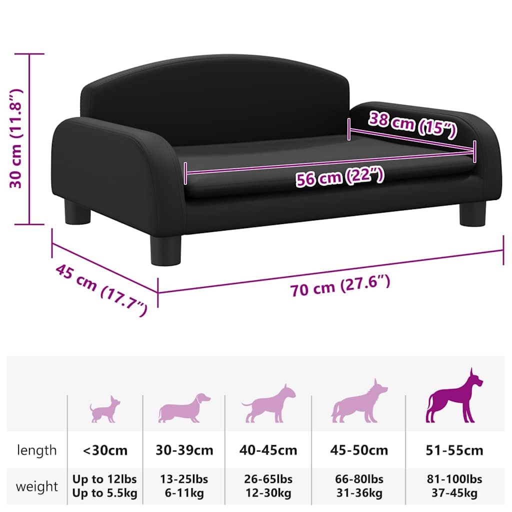 Hundebett Schwarz 70x45x30 cm Kunstleder