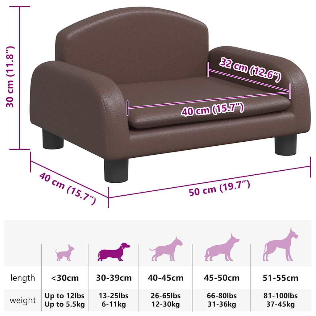 Hundebett Braun 50x40x30 cm Kunstleder