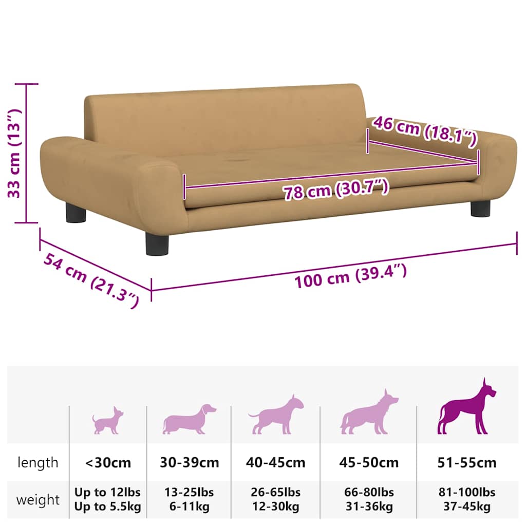 Hundebett Braun 100x54x33 cm Samt