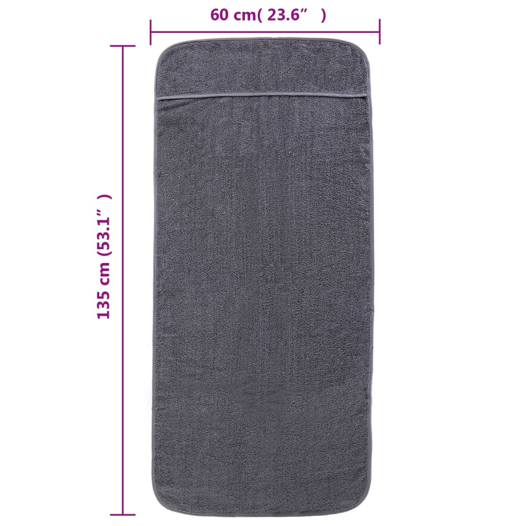 Beach towels 6 pcs. Anthracite 60x135 cm Fabric 400 GSM
