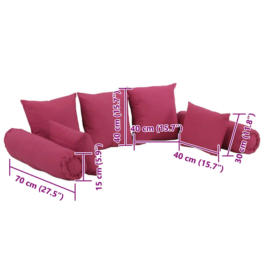 7-Piece Decorative Pillow Set, Pink Fabric