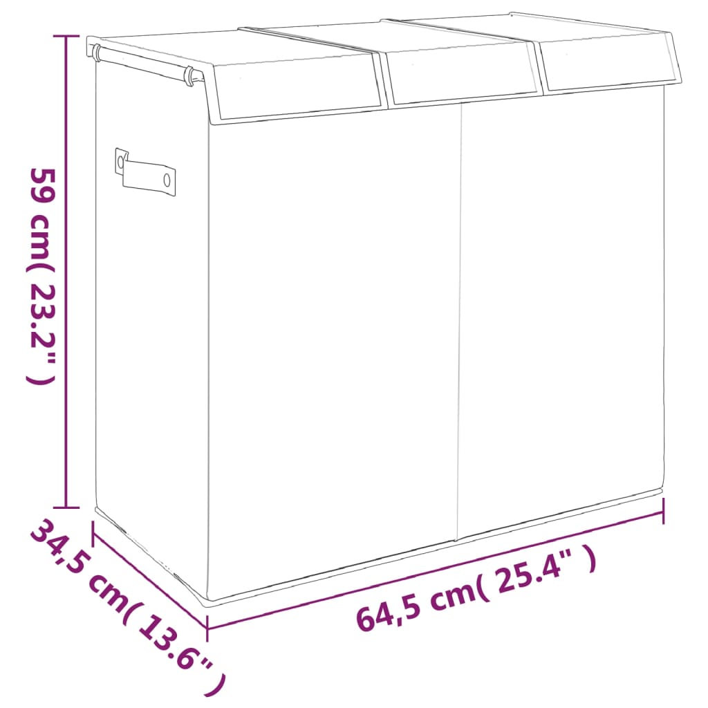 Foldable Laundry Basket Grey 64.5x34.5x59 cm Linen Look Fabric