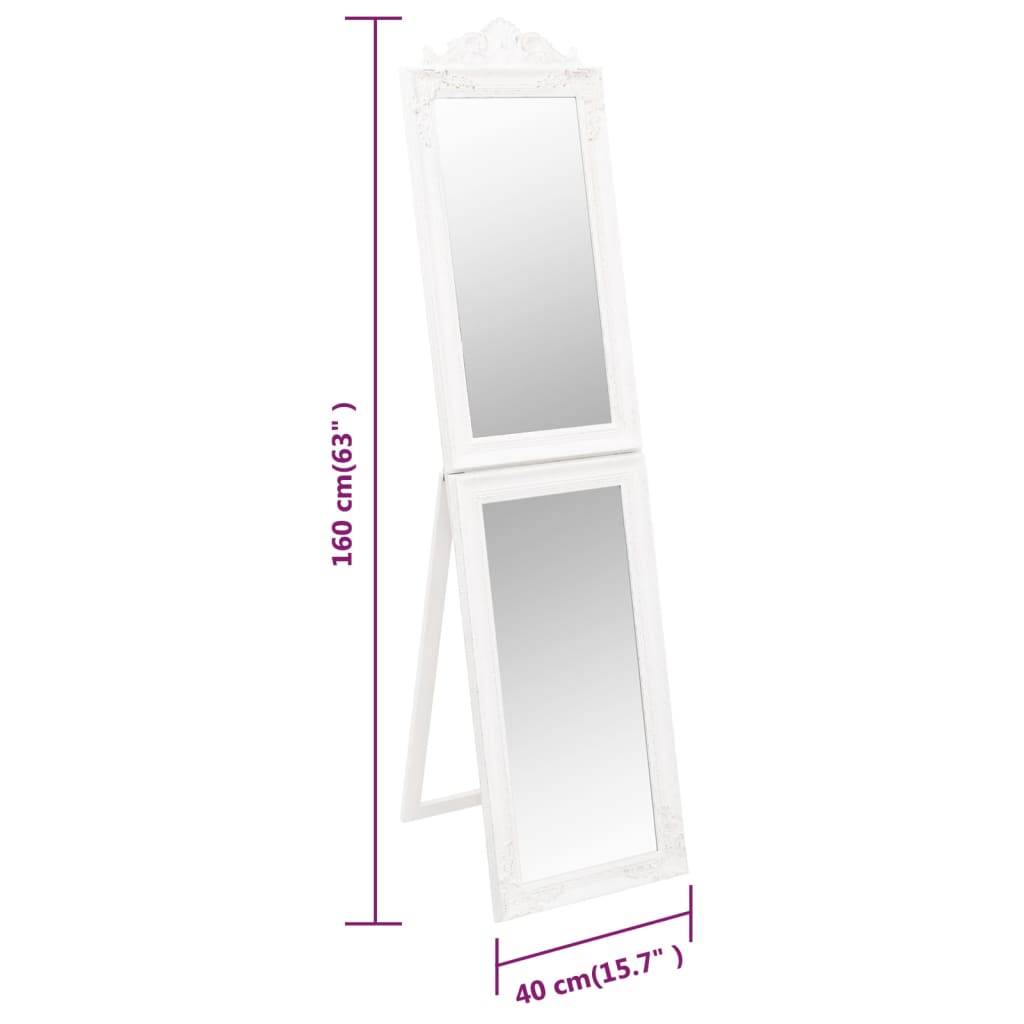 White Full-Length Mirror 40x160 cm