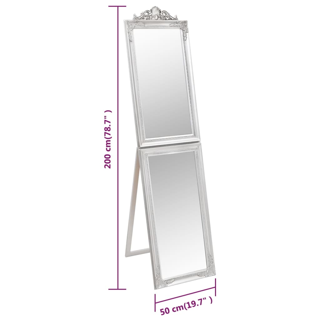 Miroir sur pied argenté 50x200 cm
