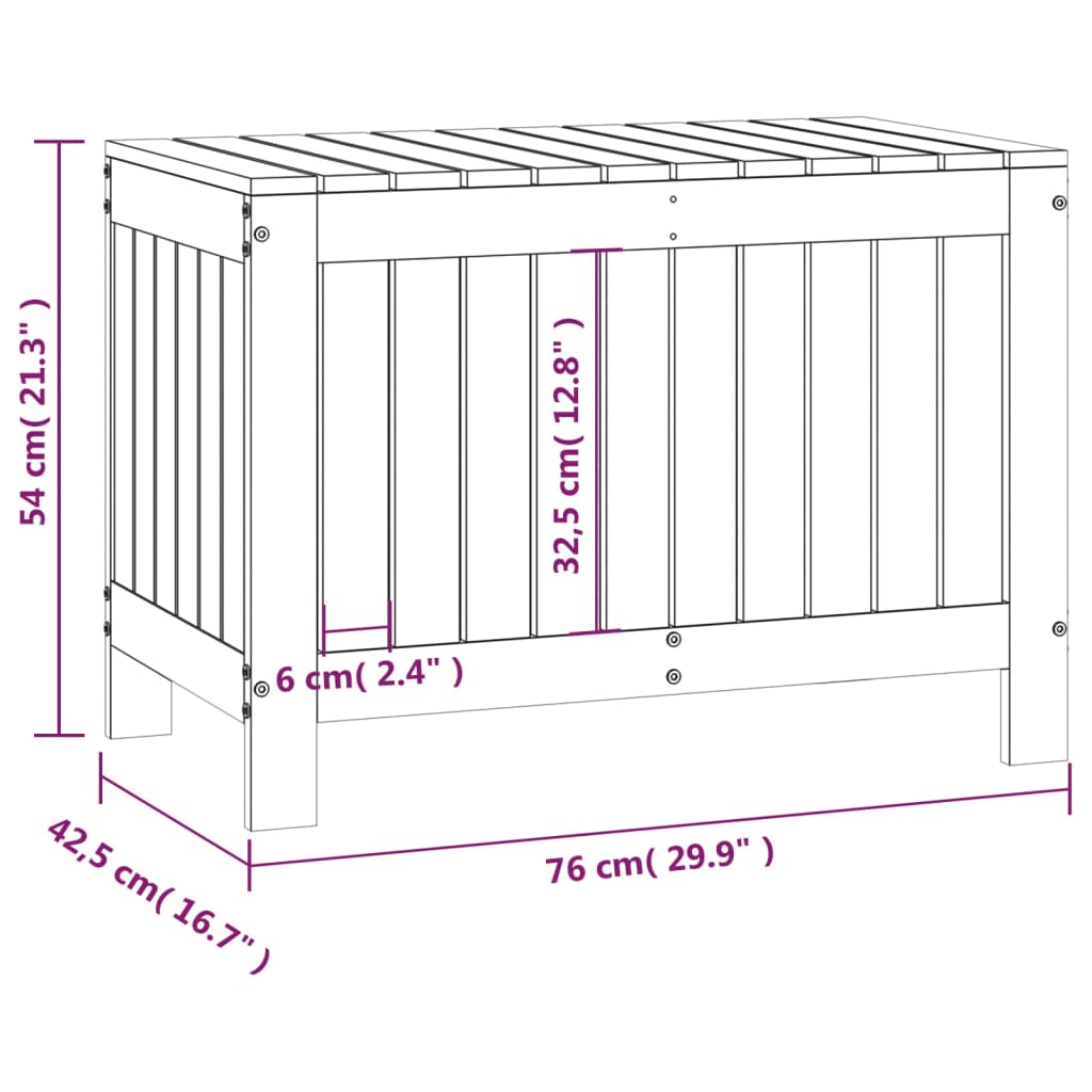 Gartentruhe Schwarz 76x42,5x54 cm Massivholz Kiefer