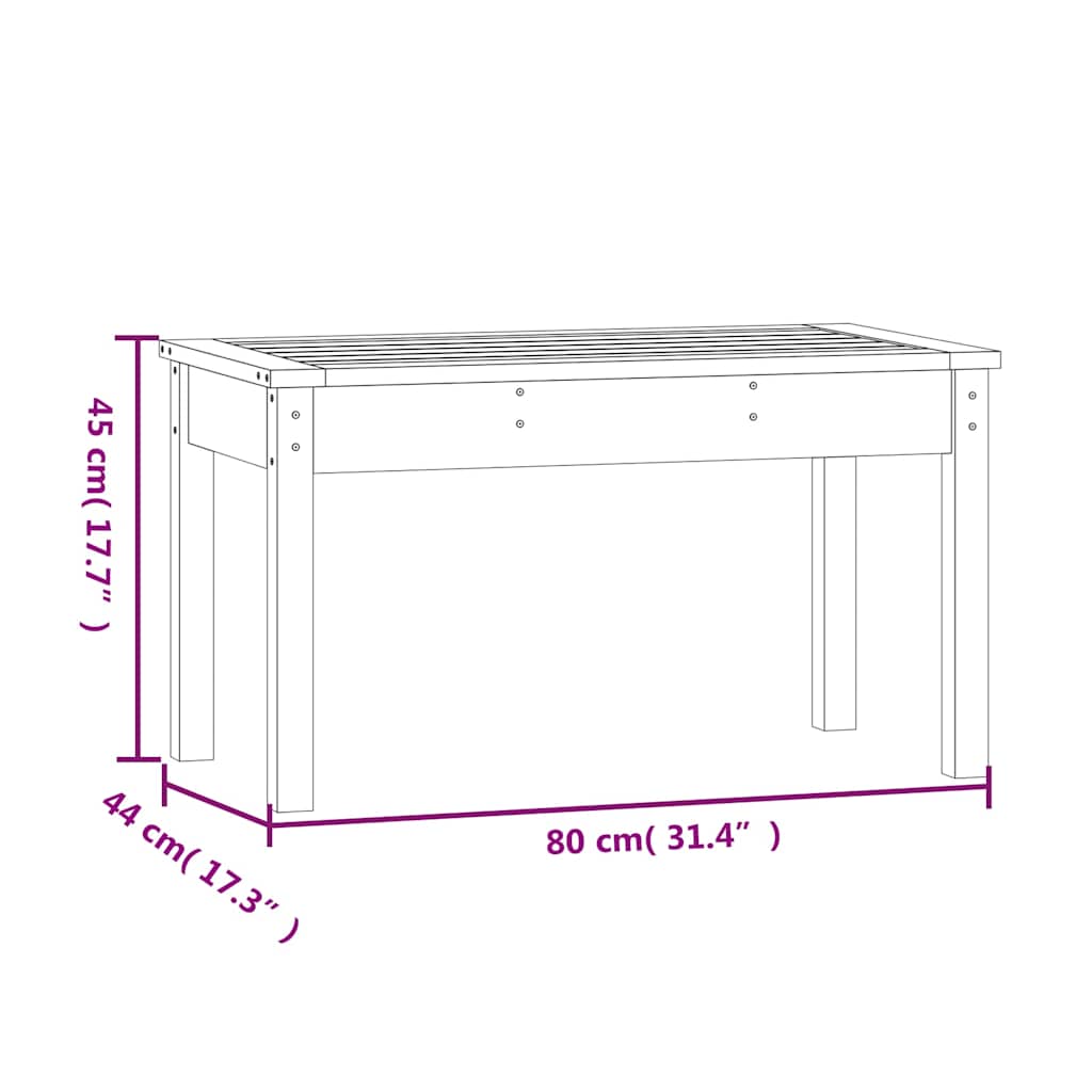 Gartenbank Schwarz 80x44x45 cm Massivholz Kiefer
