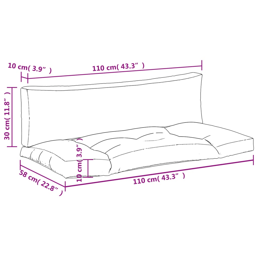 2-piece pallet cushion with leaf pattern fabric