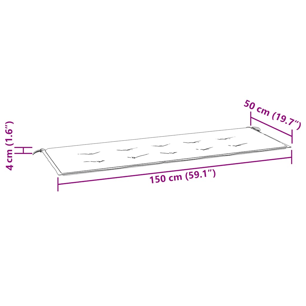 Garden Bench Cushion Black Checkered Pattern 150x50x4 cm Oxford Fabric