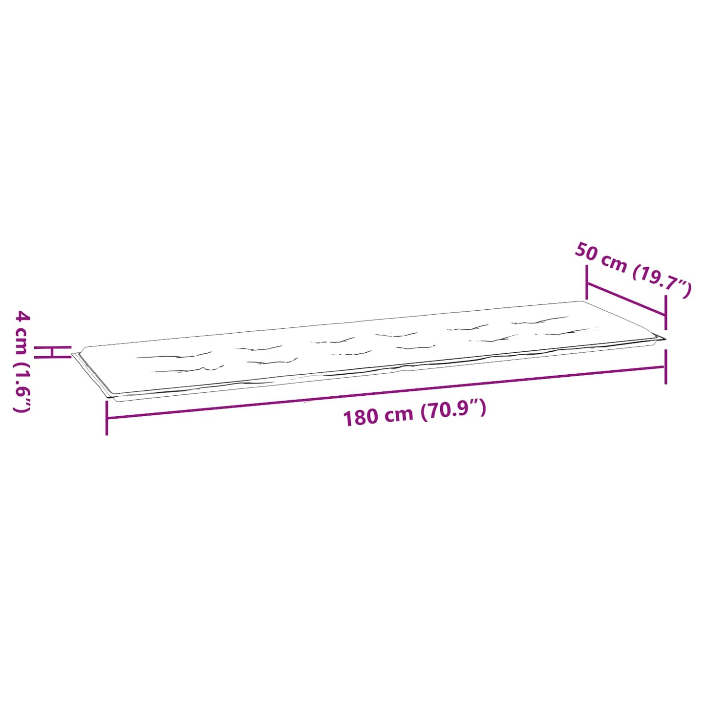 Bank Cushion Pad Sheet Pattern 150 x 50 x 3 cm Oxford Fabric