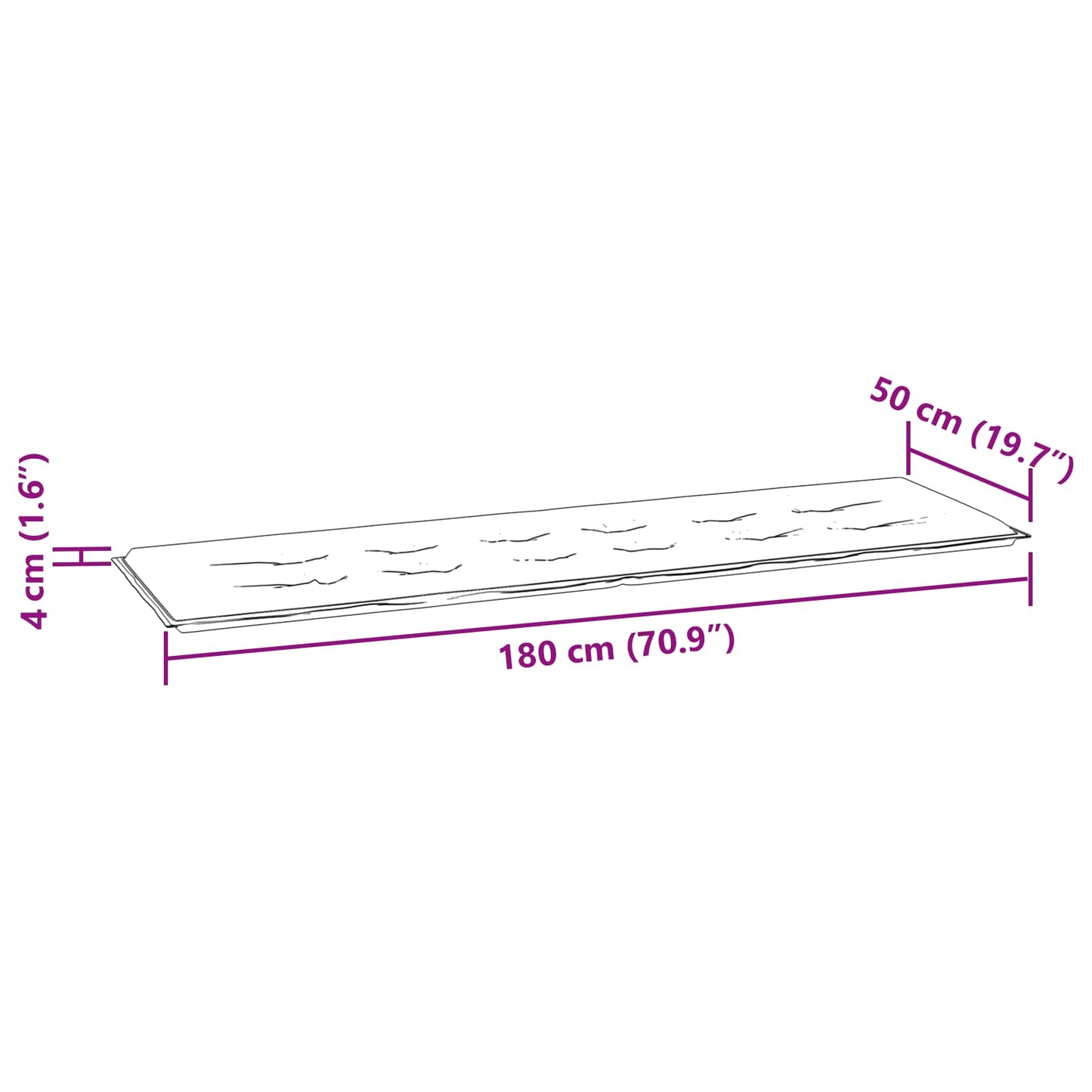 Bankpolster Schwarz kariert 150 x 50 x 3 cm Oxford-Stoff