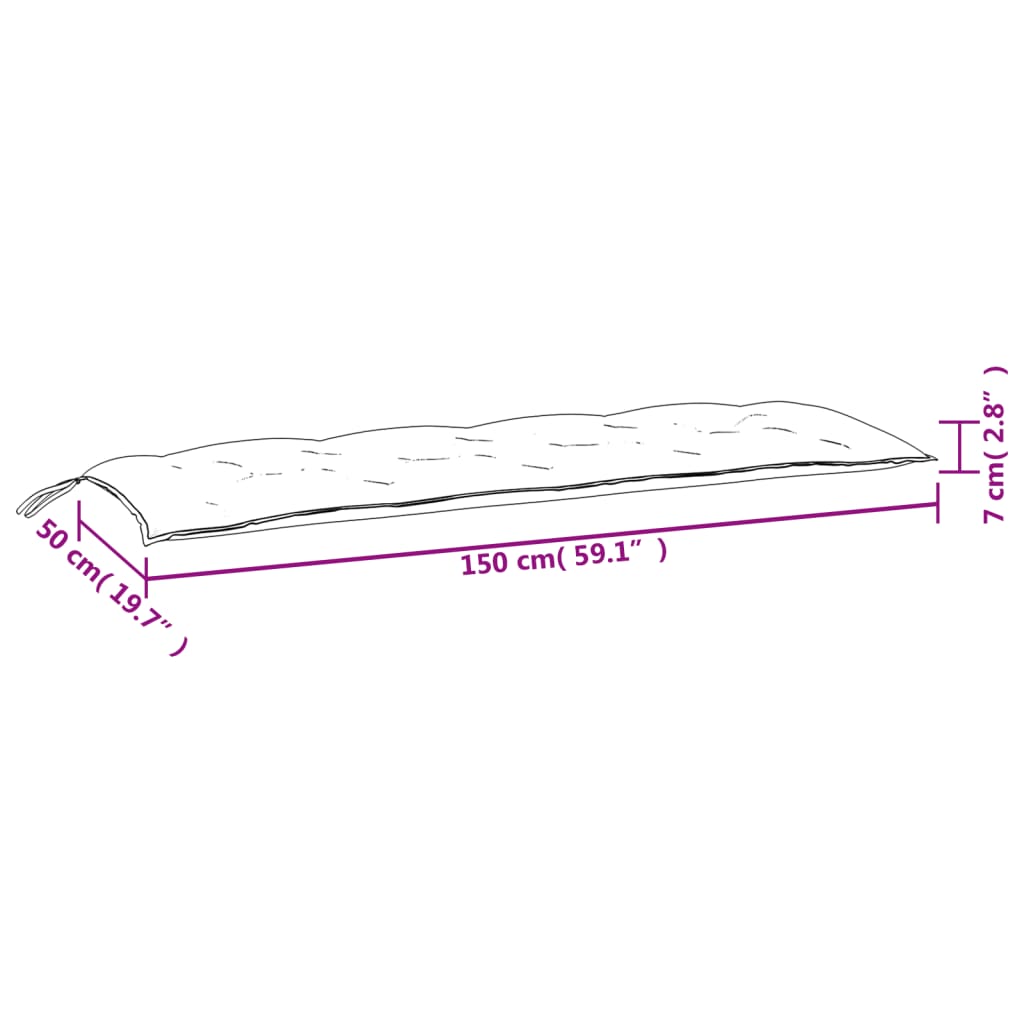 Coussins pour banc de jardin 2 pcs Crème 150x50x7 cm Tissu Oxford