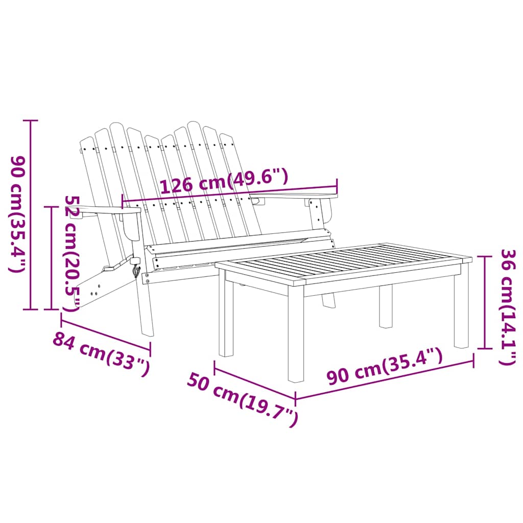 2-tlg. Garten-Lounge-Set Adirondack Massivholz Akazie