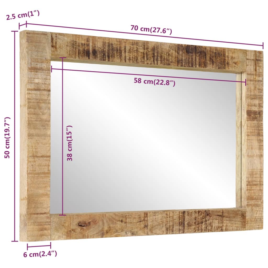 Mirror 70x50 cm Solid Mango Wood and Glass