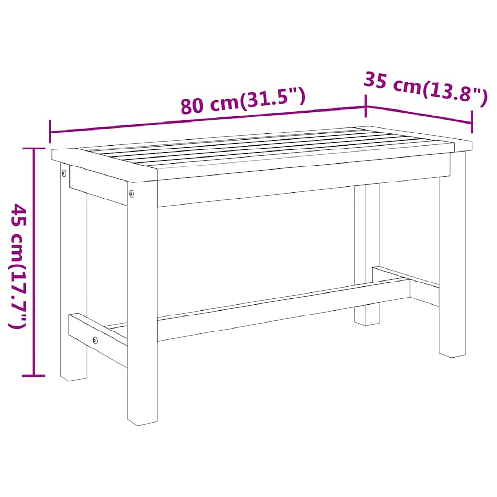 Gartenbank 80x35x45 cm Massivholz Akazie