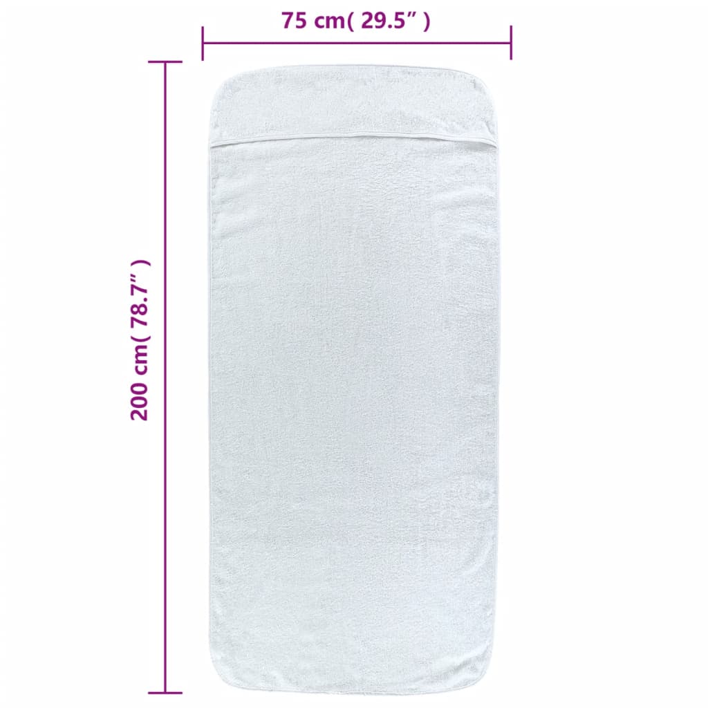 Beach towels 2 pcs. White 75x200 cm Fabric 400 GSM