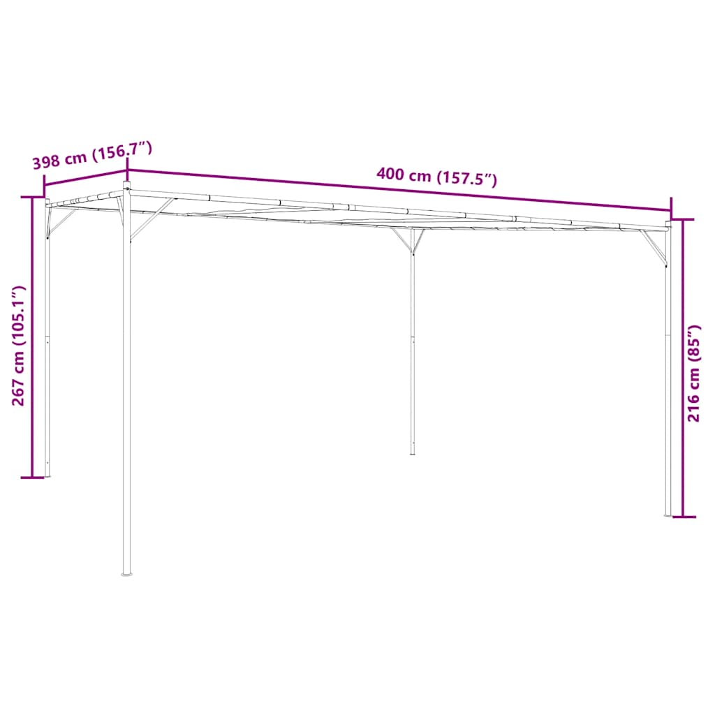 Pavillon Anthrazit 4x4 m 180 g/m² Stoff und Stahl