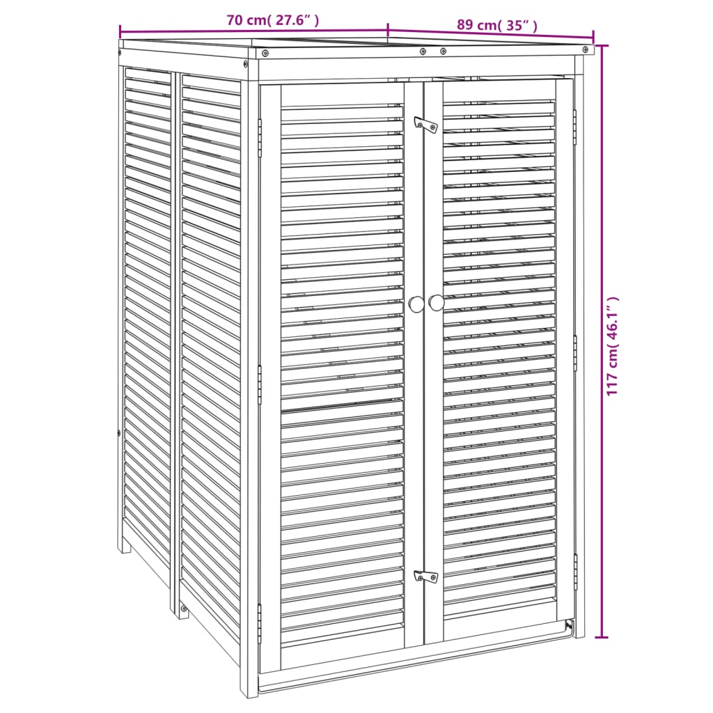 Waste bin storage for 1 bin 70x89x117 cm Solid acacia wood