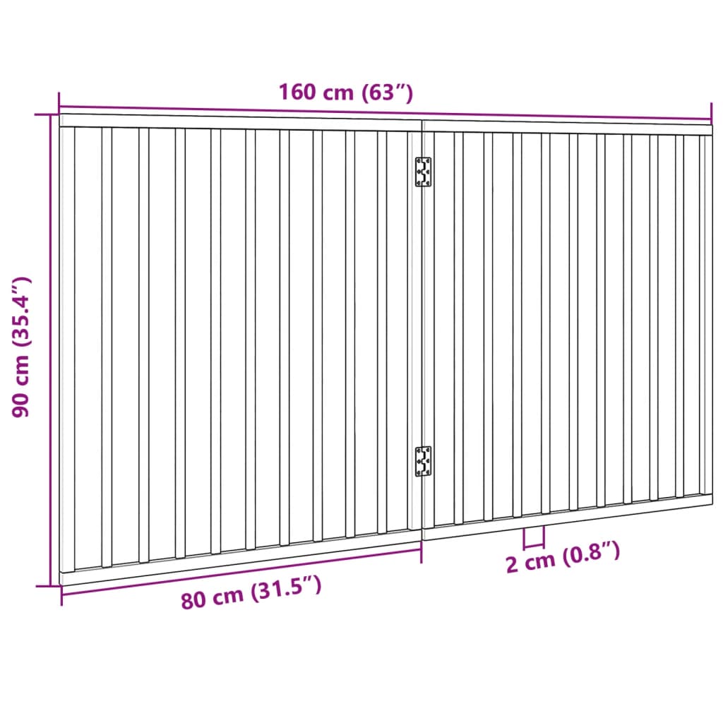Hundegitter Faltbar 2 Paneele Schwarz 160 cm Pappelholz