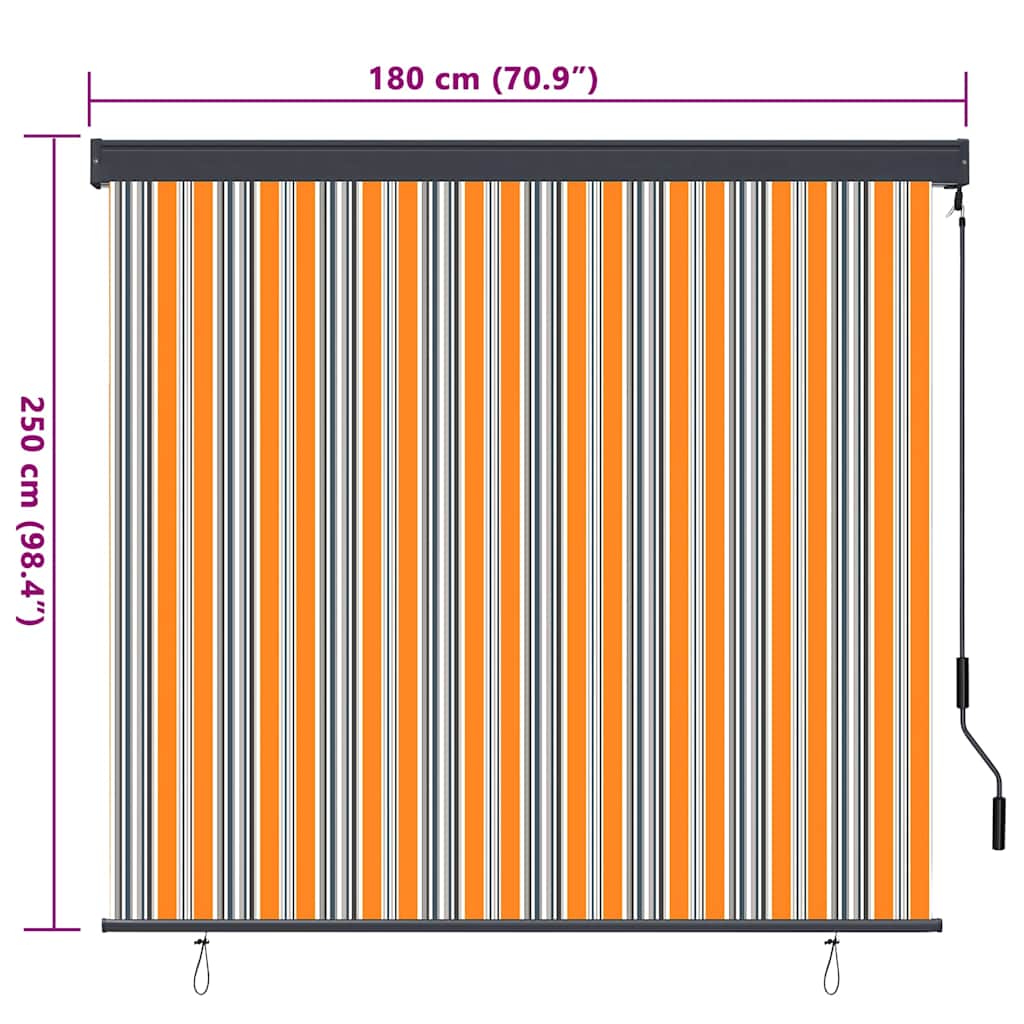 Rollo Gestreift Gelb und Blau 180 x 250 cm Stoff und Aluminium